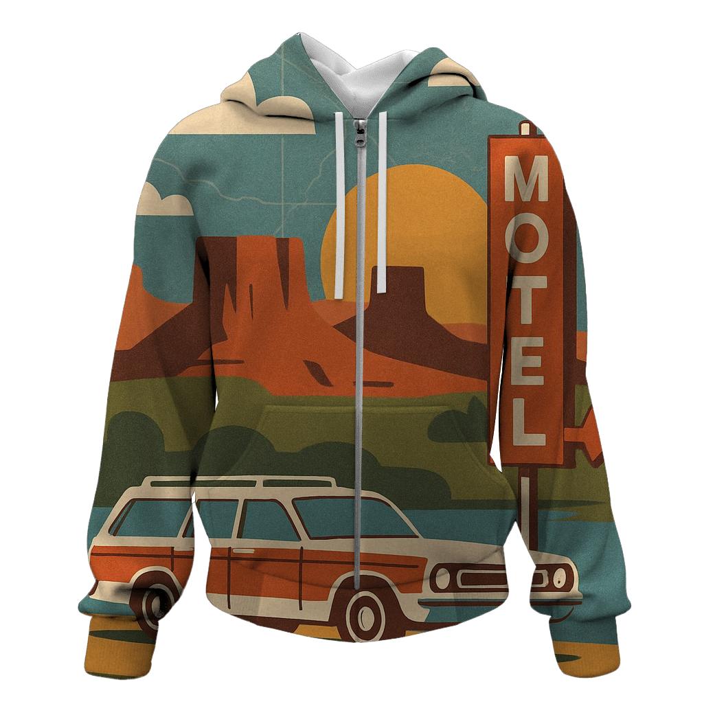 Seventies Road Trip Postcard Collage lightweight hoodies
