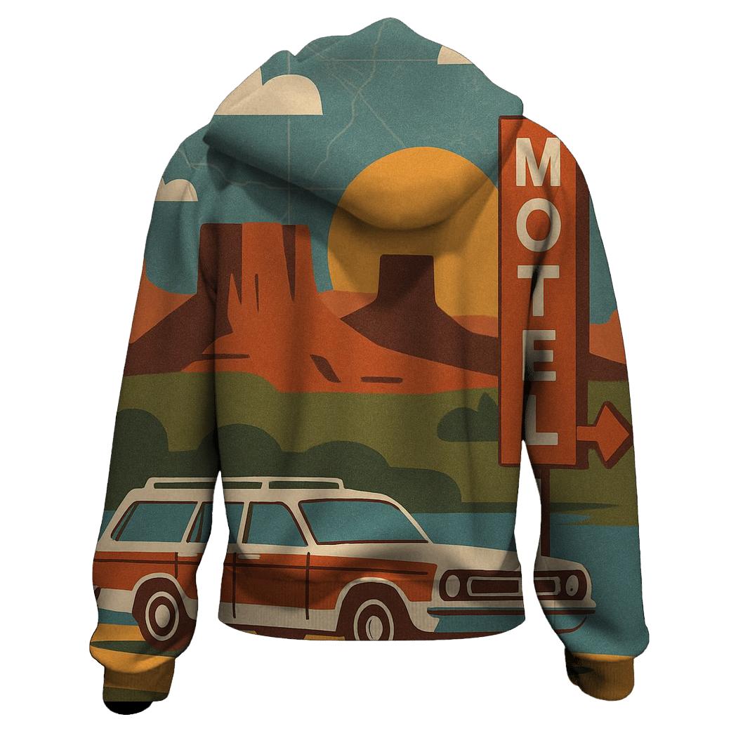 Seventies Road Trip Postcard Collage lightweight hoodies