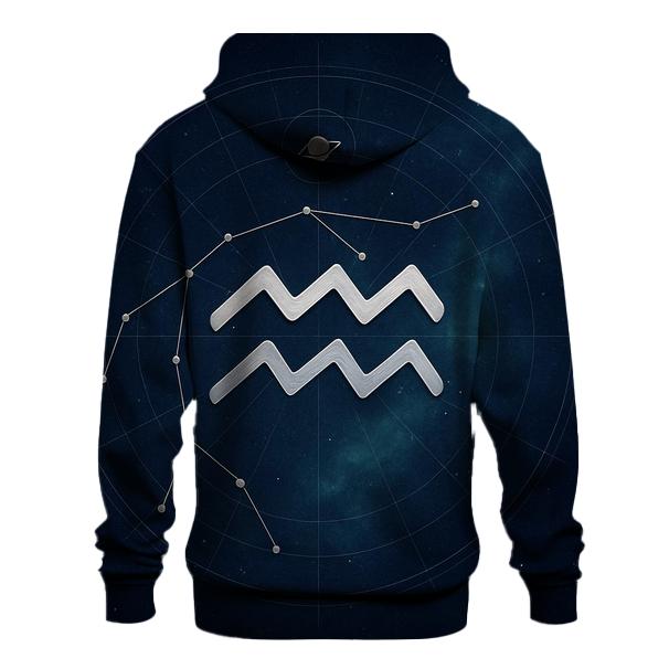 Aquarius Retrograde Water Bearer Star Atlas zip-up hoodies