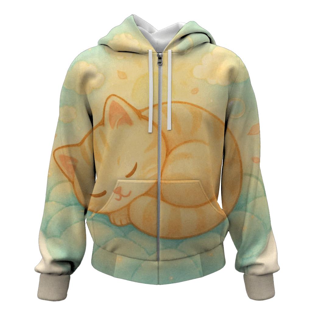Sunrise Cloud Quilt Cat Naptime heavyweight hoodies