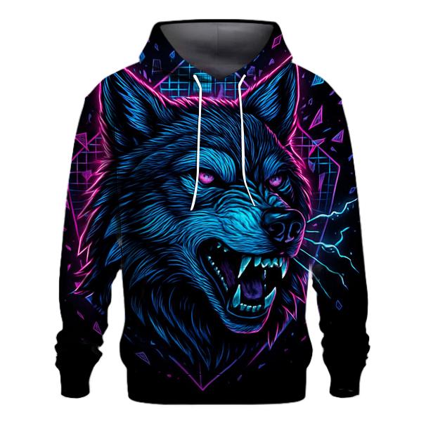 Obsidian Circuit Wolf Sentinel designer hoodies