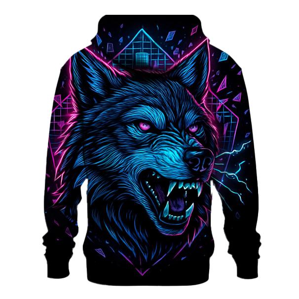 Obsidian Circuit Wolf Sentinel designer hoodies