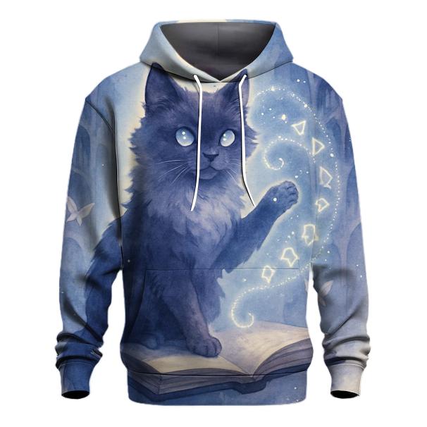 Moonlit Library Familiar Cat graphic hoodies