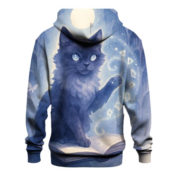 Moonlit Library Familiar Cat graphic hoodies