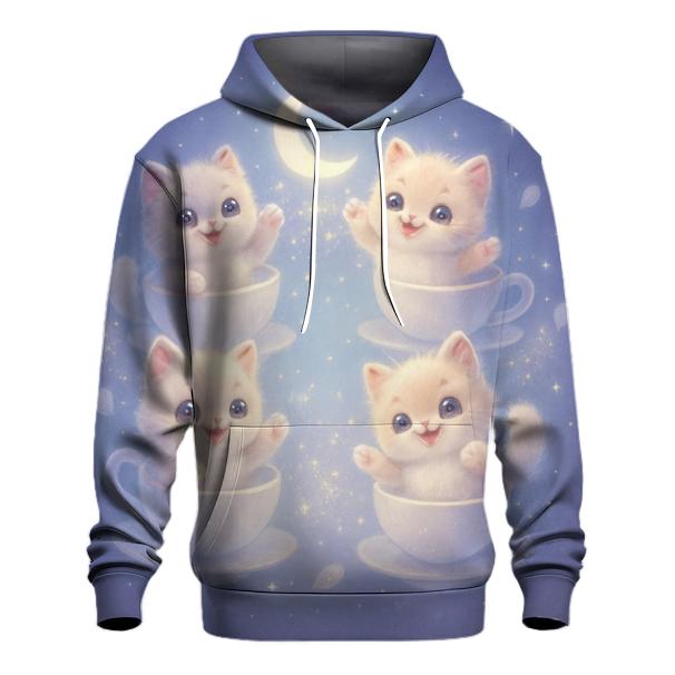 Moonlit Teacup Kitten Carousel graphic hoodies