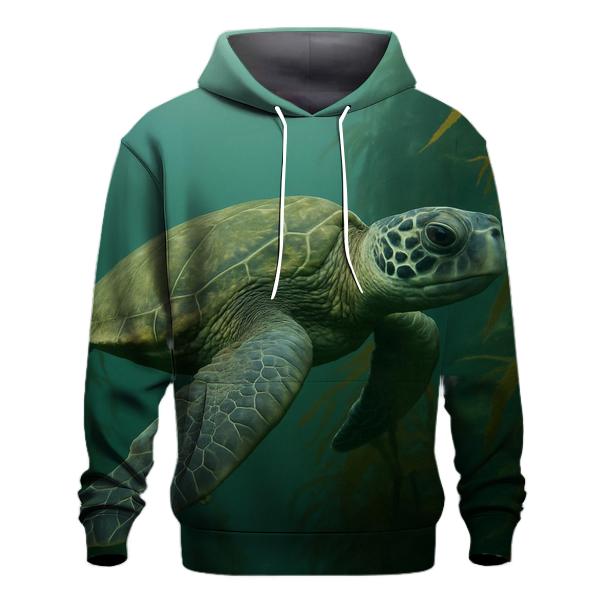 Kelp Forest Glide Green Sea Turtle printed hoodies