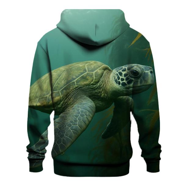 Kelp Forest Glide Green Sea Turtle printed hoodies
