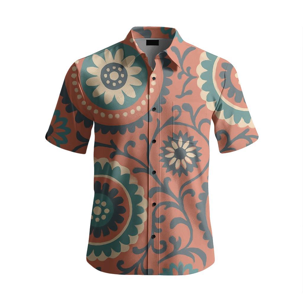 Nebula Suzani Blossom Medallions embroidered logo shirts