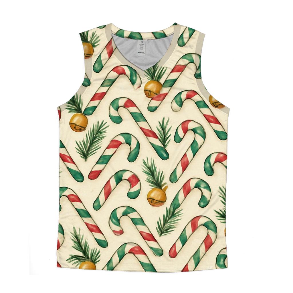 Emerald Candy Cane Chevron On Warm Ivory graphic print tank tops