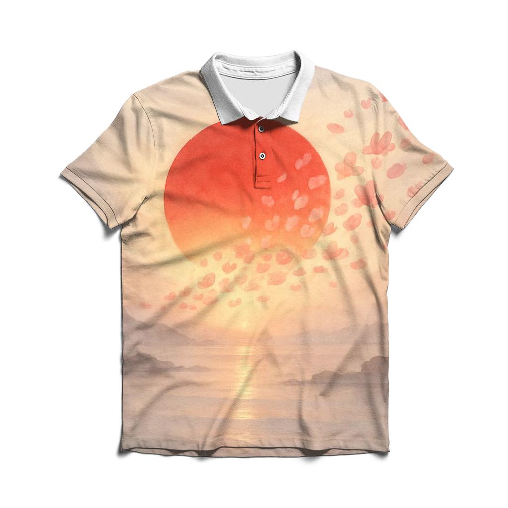 Radiant Sakura Flag Horizon Japan classic pique polos