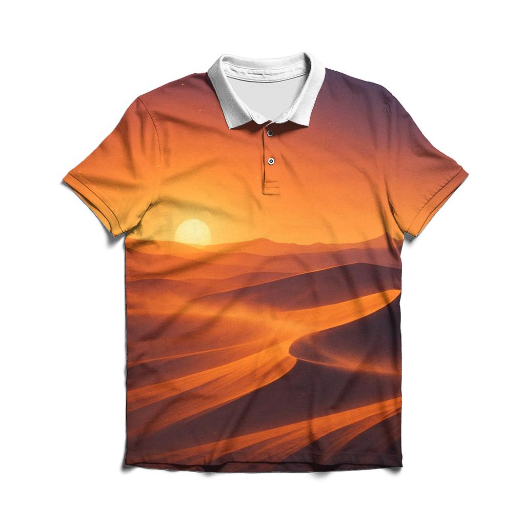 Saffron Dune Afterglow embroidered polo tops