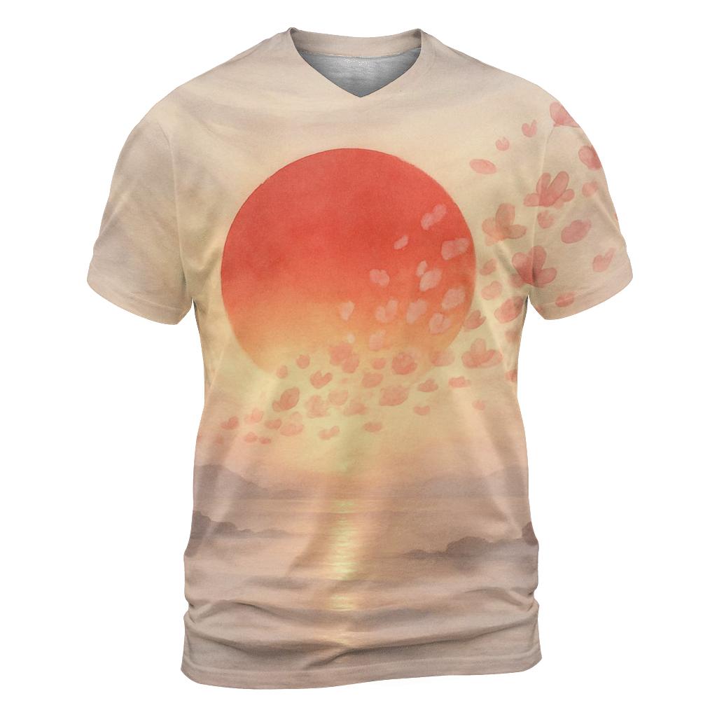 Radiant Sakura Flag Horizon Japan statement graphic shirts