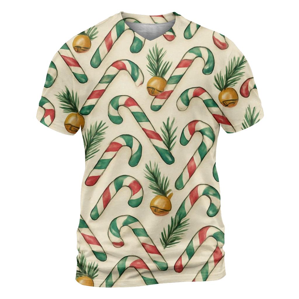 Emerald Candy Cane Chevron On Warm Ivory trendy printed shirt styles