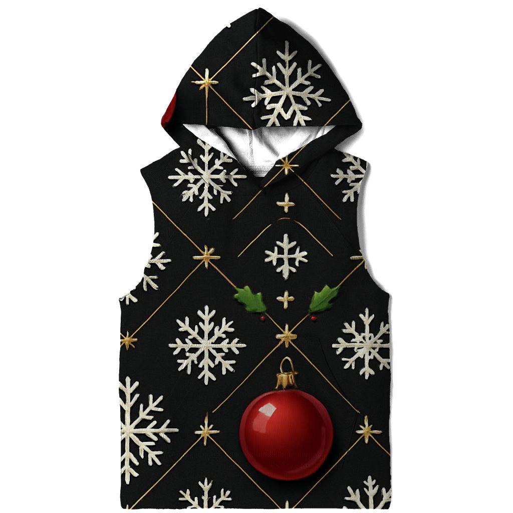 Crimson Ornament Snowflake Lattice On Midnight Black hoodies fashion