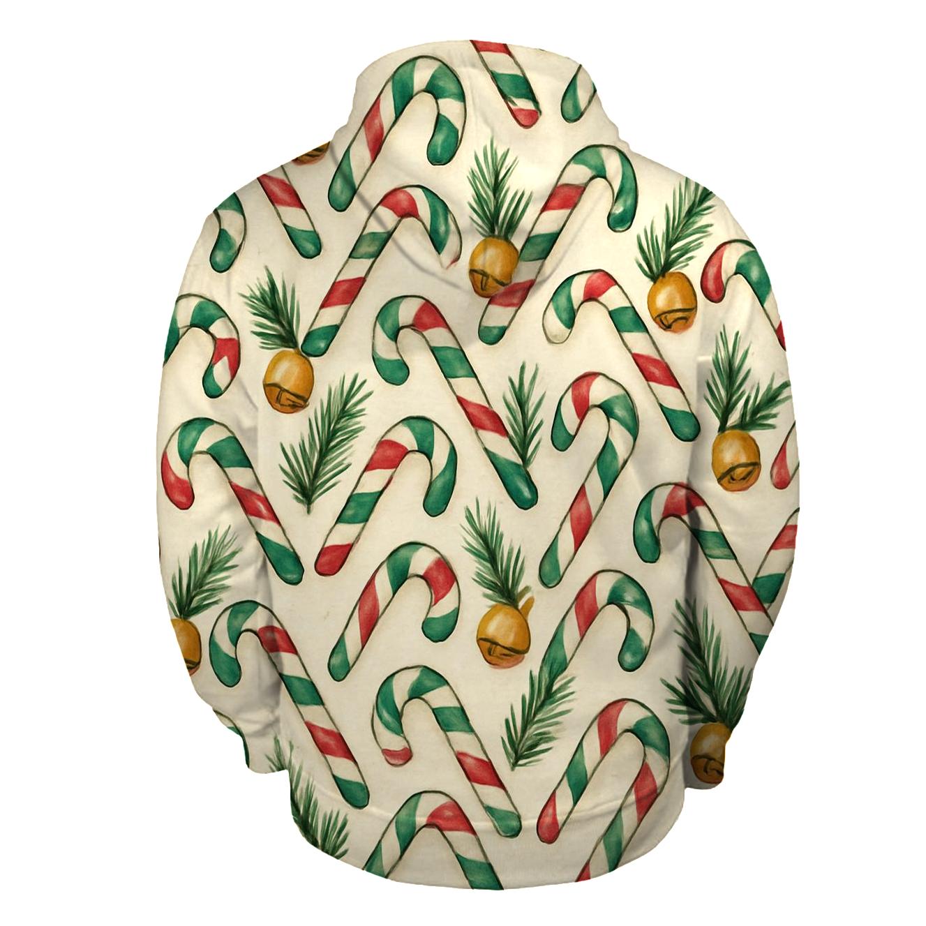 Emerald Candy Cane Chevron On Warm Ivory zip-up hoodies