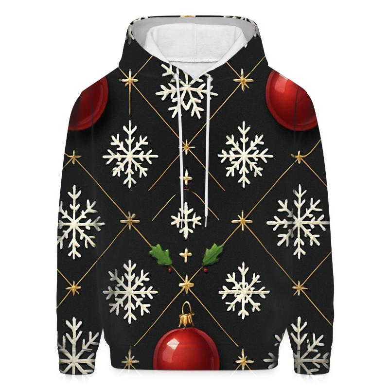 Crimson Ornament Snowflake Lattice On Midnight Black custom hoodies
