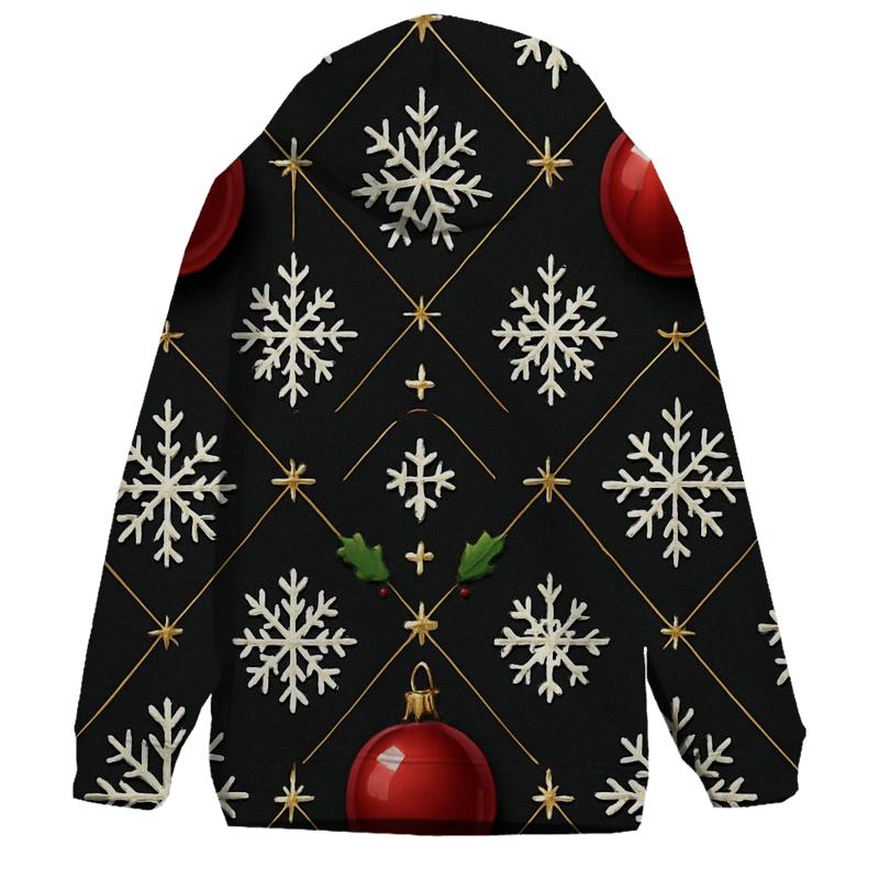 Crimson Ornament Snowflake Lattice On Midnight Black custom hoodies