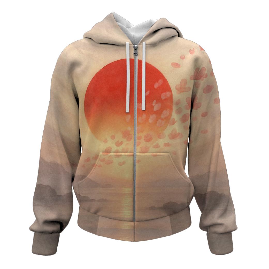Radiant Sakura Flag Horizon Japan graphic hoodies