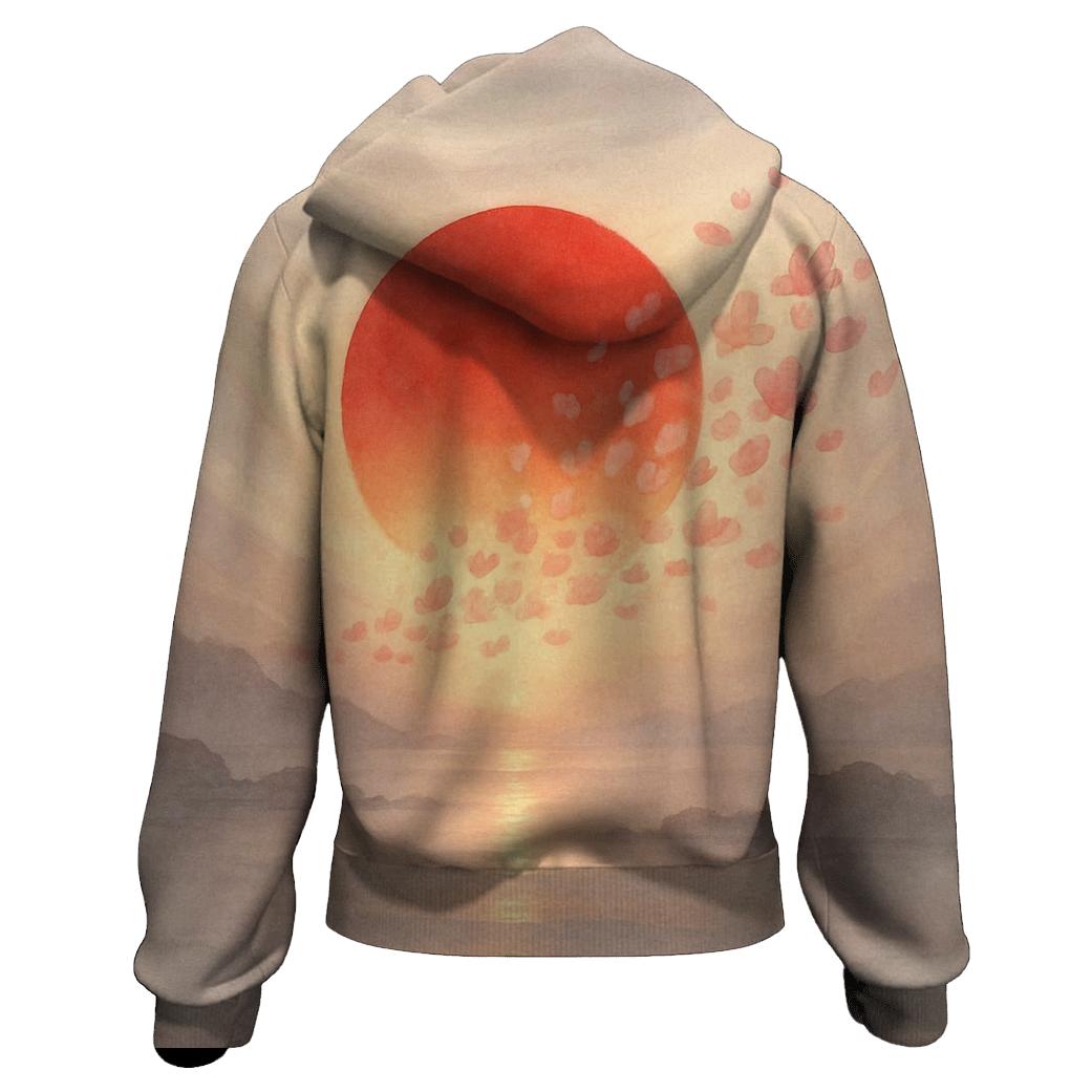 Radiant Sakura Flag Horizon Japan graphic hoodies
