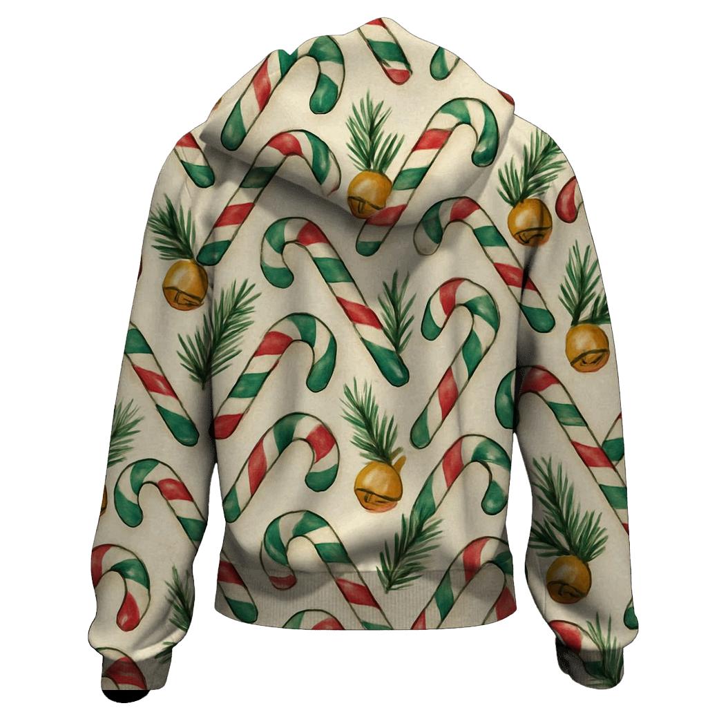 Emerald Candy Cane Chevron On Warm Ivory hoodie trends