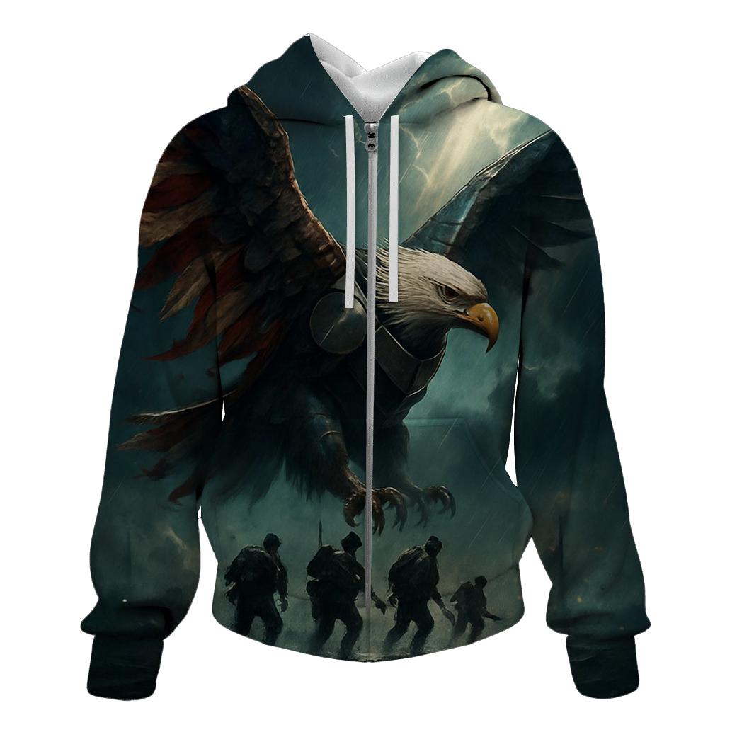 Eagle Of Iron And Cloth Above The Storm Line zip-up hoodies