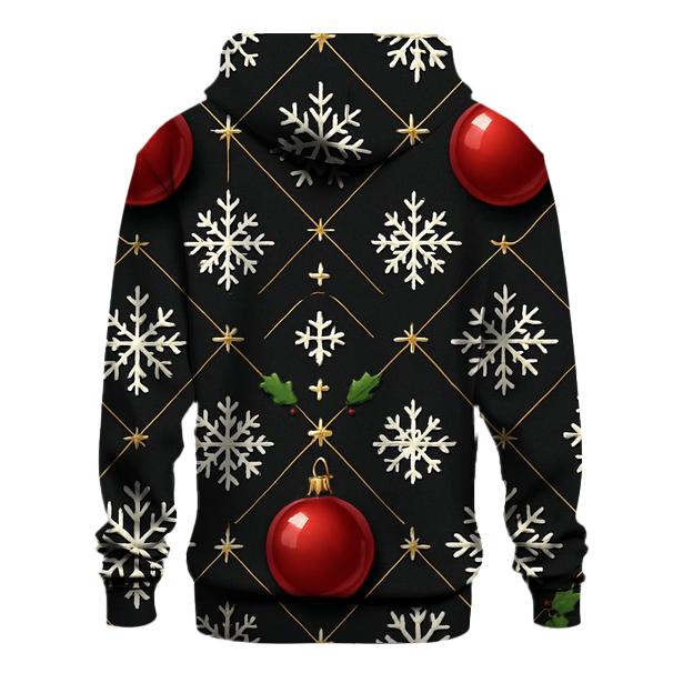 Crimson Ornament Snowflake Lattice On Midnight Black premium hoodies