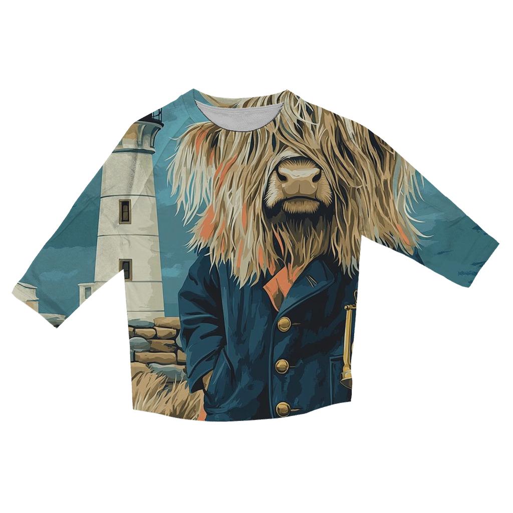 Highland Cow Lighthouse Keeper fashion 3/4 sleeve shirts