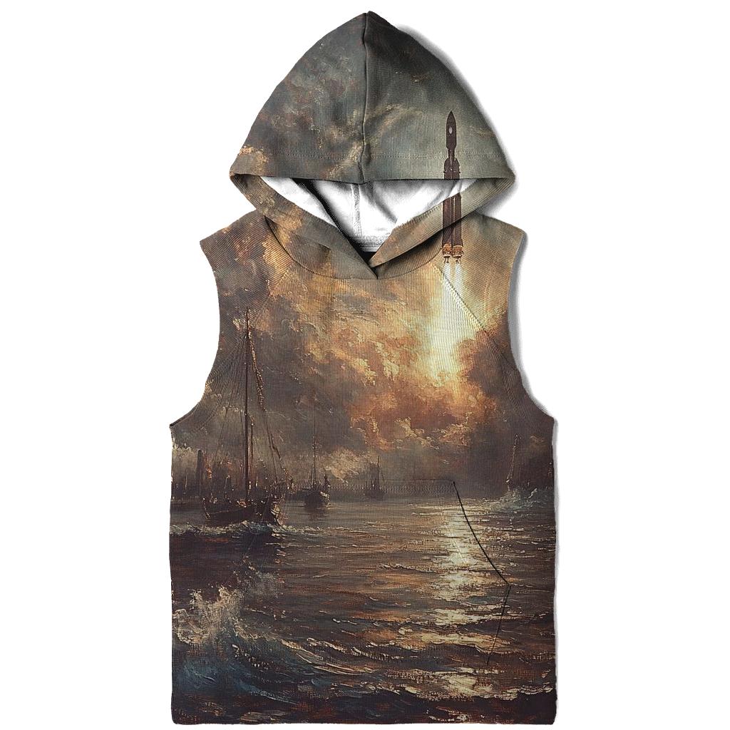 J M W Turner Inspired Storm Over Harbor Rockets zip-up hoodies