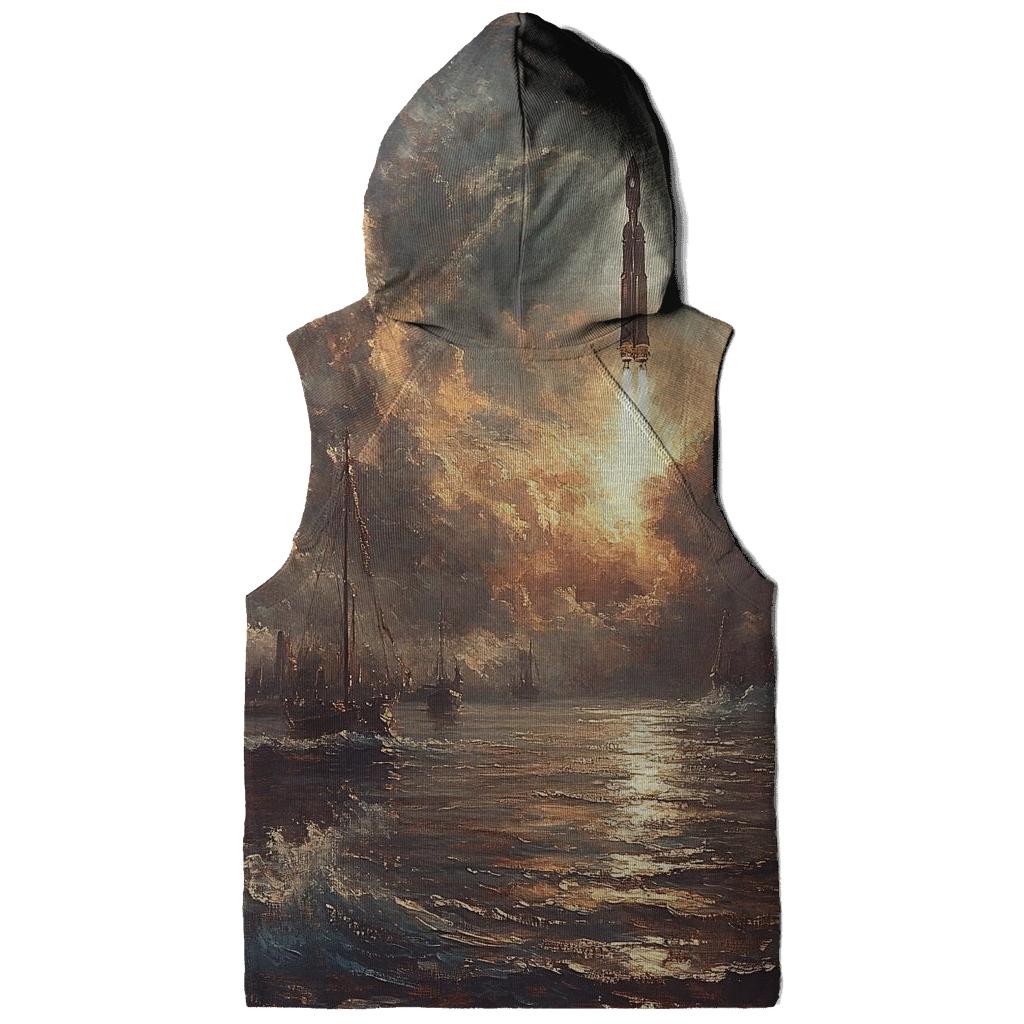 J M W Turner Inspired Storm Over Harbor Rockets zip-up hoodies