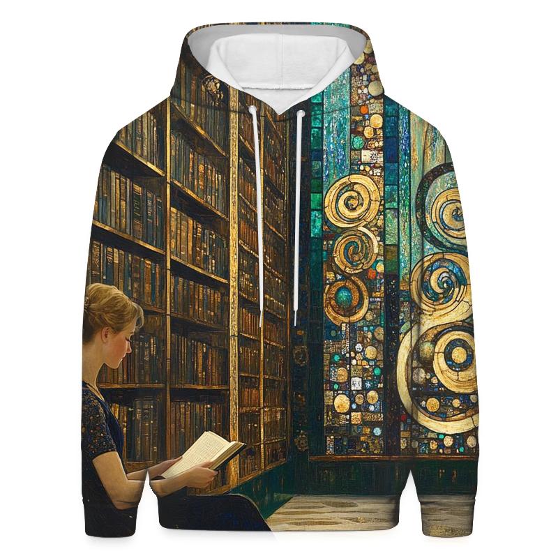 Gustav Klimt Inspired Aurora Library Salon lightweight hoodies