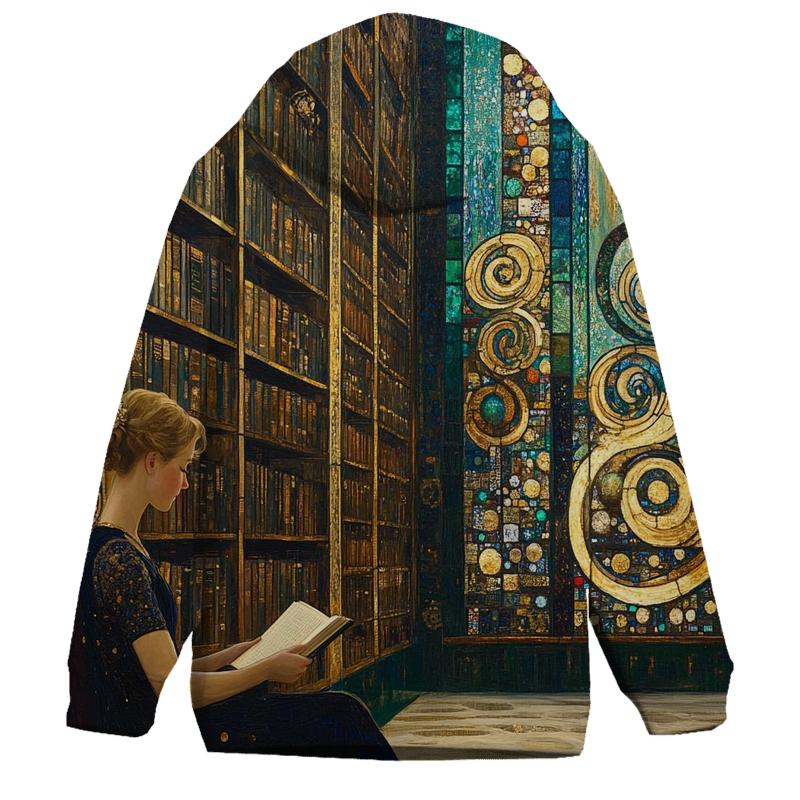 Gustav Klimt Inspired Aurora Library Salon lightweight hoodies