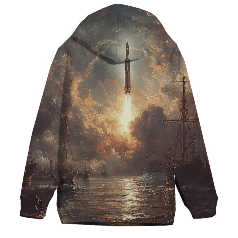 J M W Turner Inspired Storm Over Harbor Rockets hoodie trends
