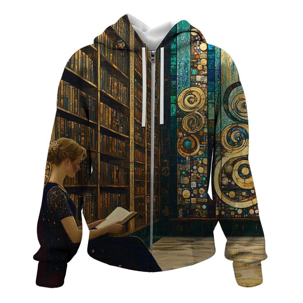 Gustav Klimt Inspired Aurora Library Salon printed hoodies