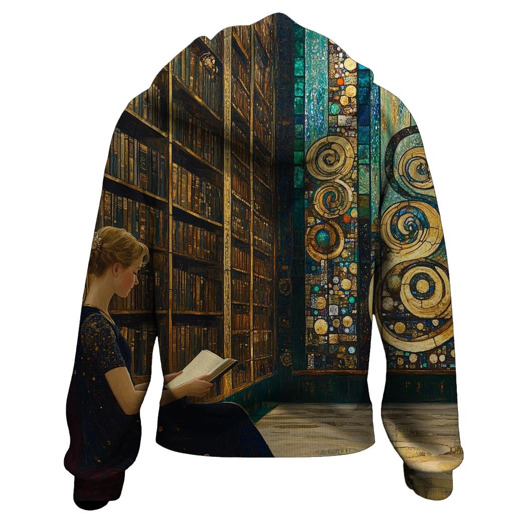 Gustav Klimt Inspired Aurora Library Salon printed hoodies