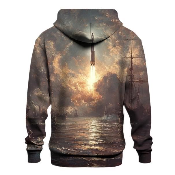 J M W Turner Inspired Storm Over Harbor Rockets graphic hoodies