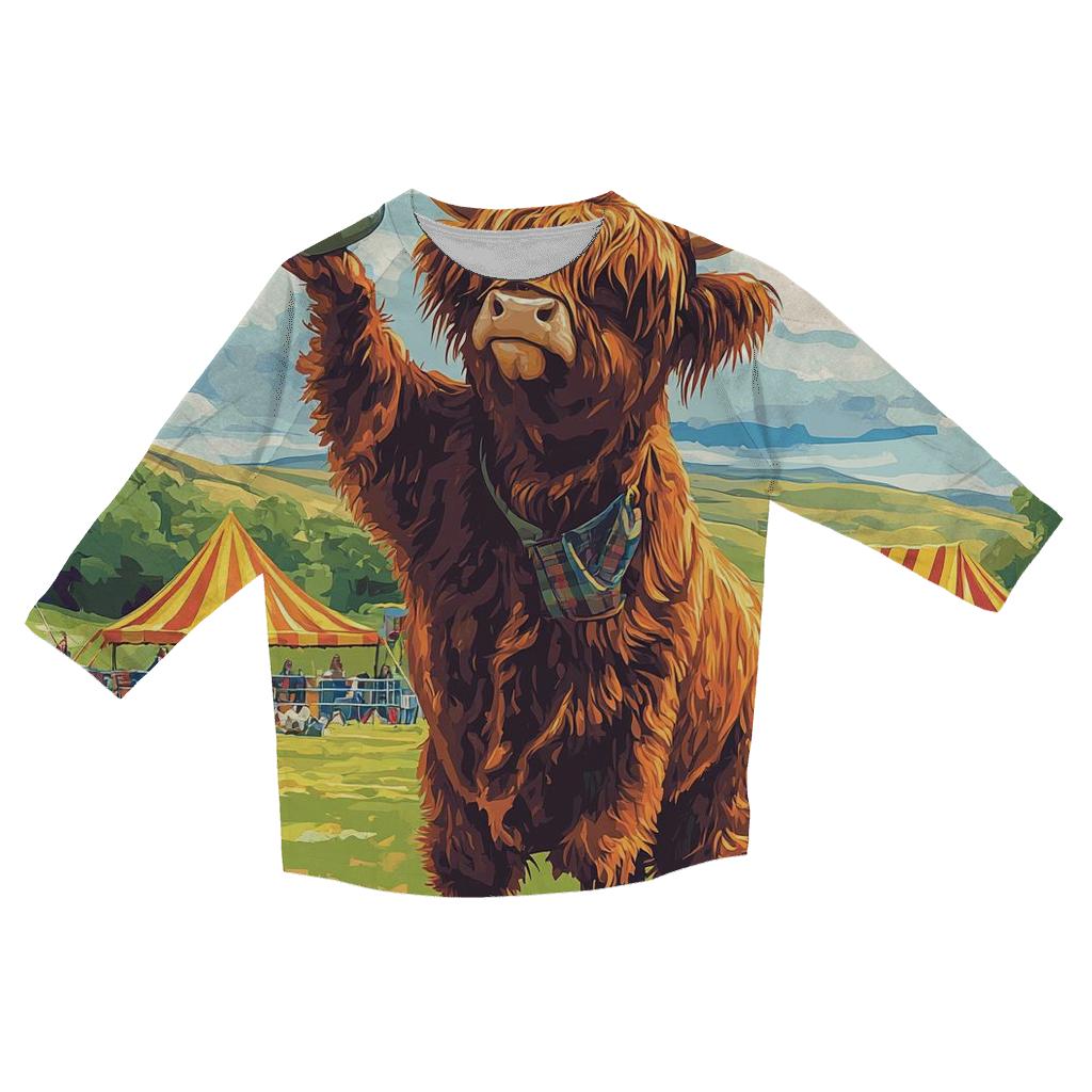 Highland Cow Highland Games Weight Lift casual three quarter sleeve shirts