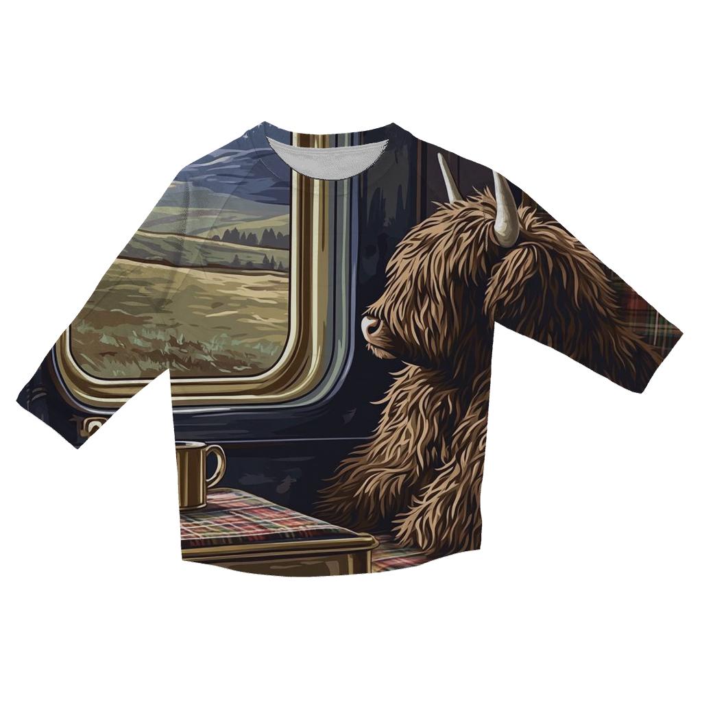 Night Train With Highland Cow Passenger stylish quarter sleeve tops