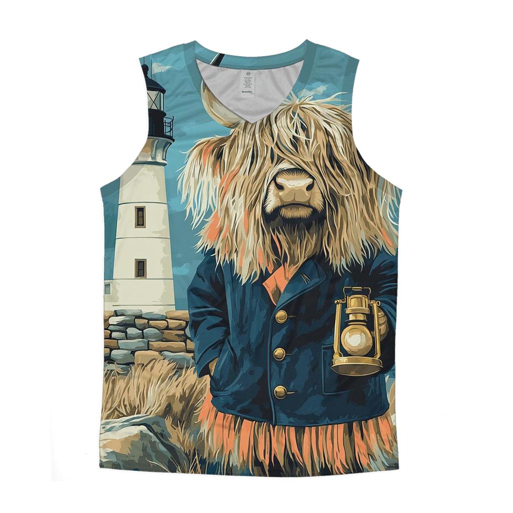 Highland Cow Lighthouse Keeper custom tank tops