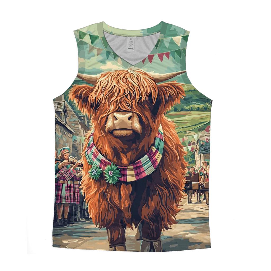 Aurora Painted Highland Cow Parade designer workout tanks