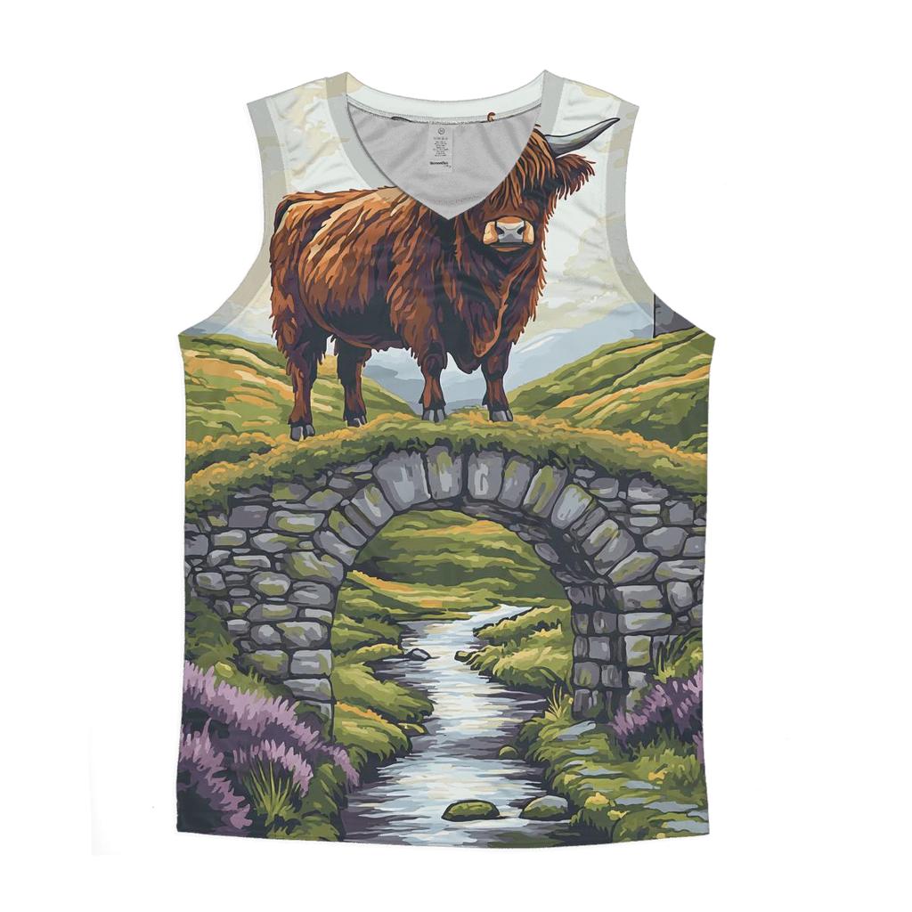 Stone Bridge Highland Cow Sentinel personalized athletic tanks