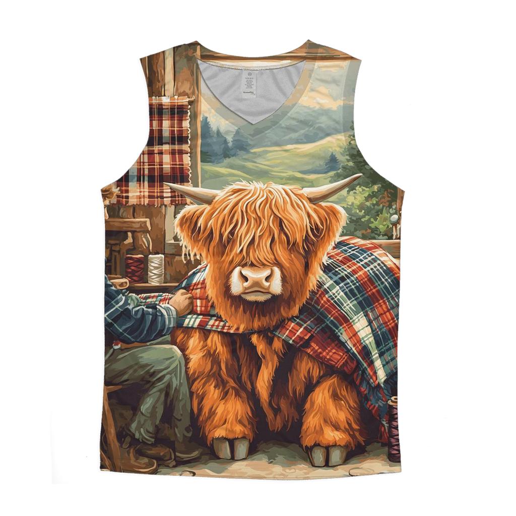 Tartan Workshop Highland Cow Artisan casual summer tank tops