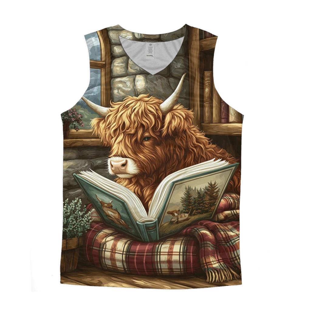Highland Cow Quiet Library Nook sports performance tank tops