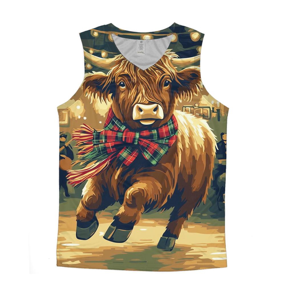 Ceilidh Night With Highland Cow Dancer cotton sleeveless tops