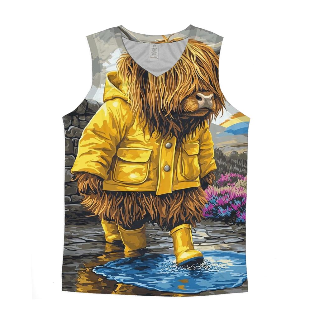 Highland Cow Raincoat And Puddle Walk designer workout tanks