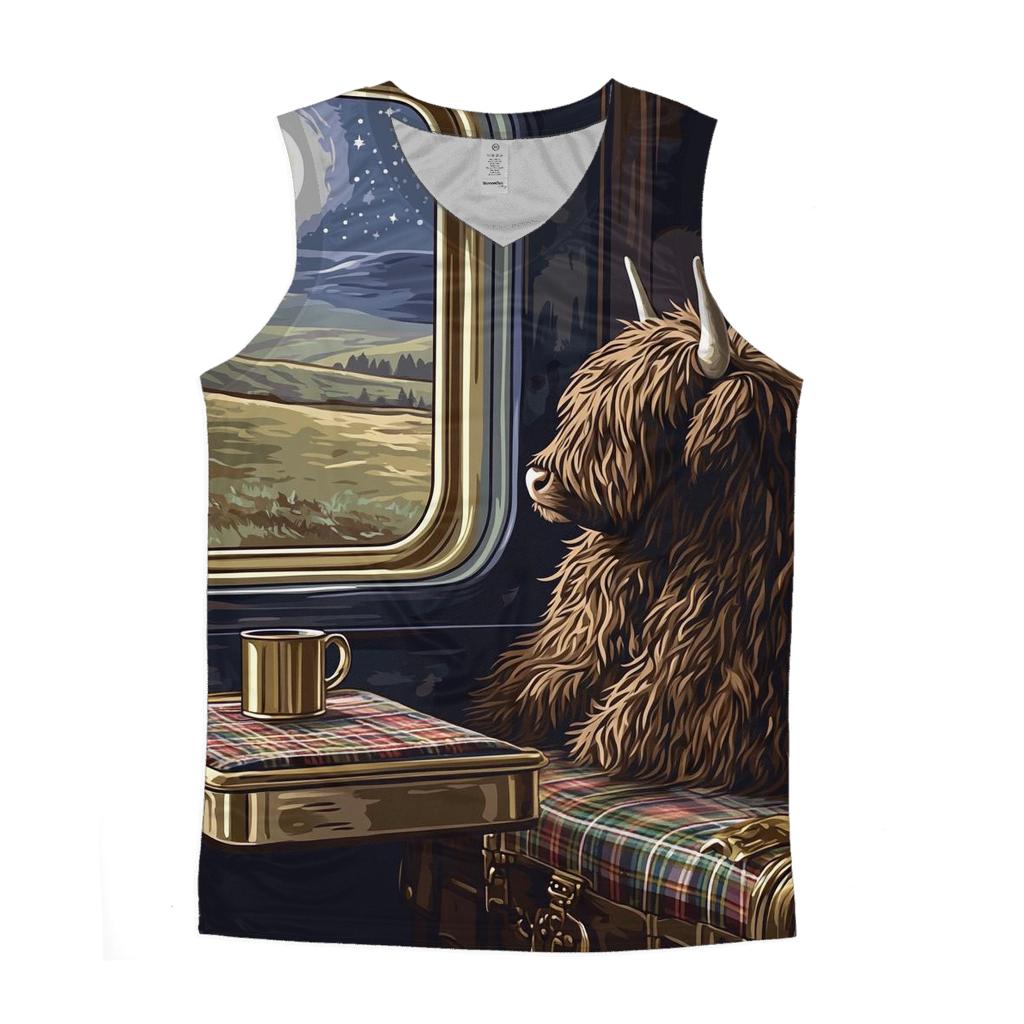 Night Train With Highland Cow Passenger cotton sleeveless tops