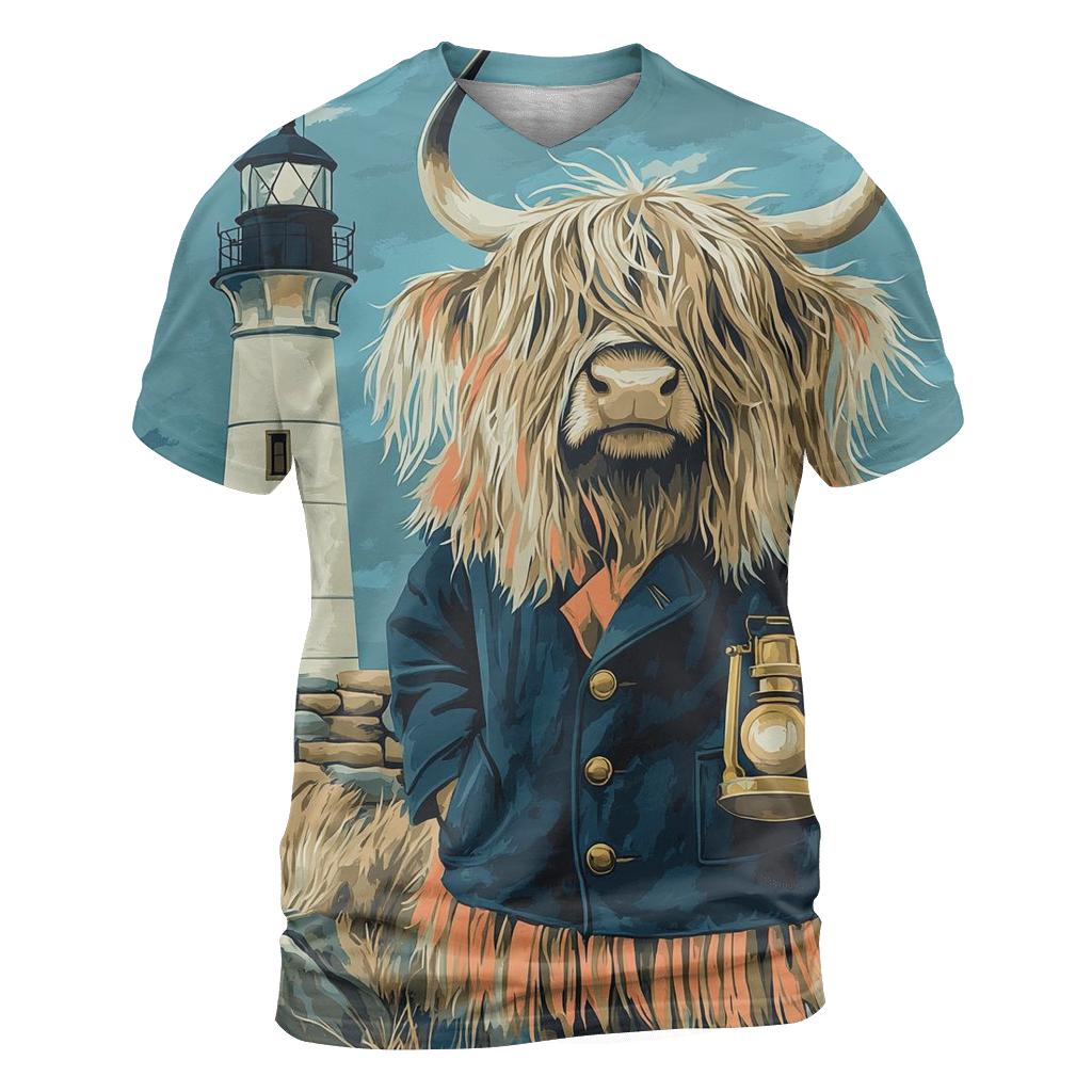 Highland Cow Lighthouse Keeper statement graphic shirts