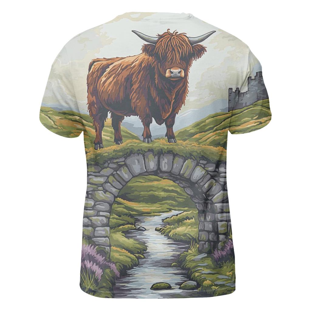 Stone Bridge Highland Cow Sentinel creative print fashion shirts