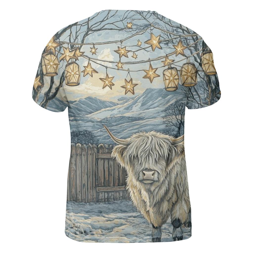Highland Cow Under Winter Star Lanterns personalized full print shirts