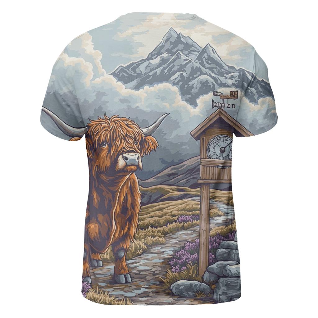 Highland Cow Mountain Weather Reader personalized full print shirts