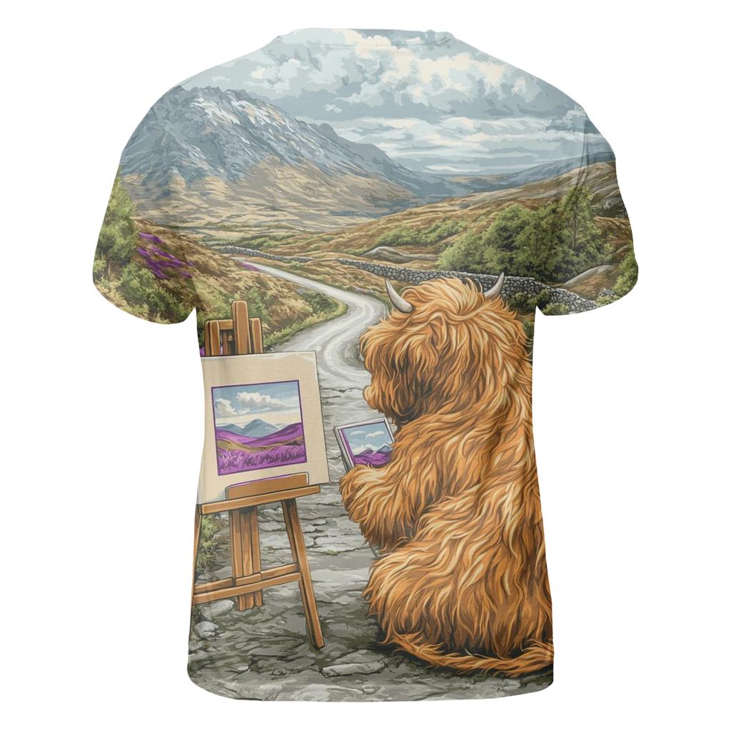 Highland Cow Postcard Painter unique graphic print tees